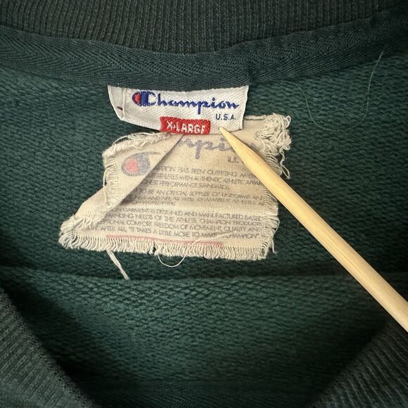 Vintage Champion Reverse Weave Sweater Mens XL Green Made In USA Pullover - Picture 9 of 10